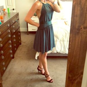 Super sexy backless green dress